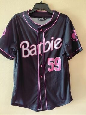 Barbie Black and Pink Baseball Jersey with Number 59 Size Medium to Large NWOT